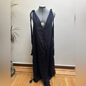 COS Black Linen Tie dress